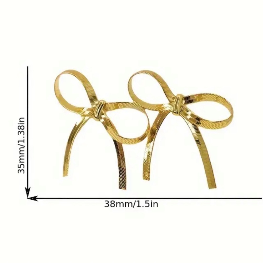 Beautiful, gold colored bow earrings - Picture 3 of 3